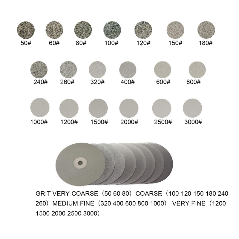 DZQ 6 PCS Diamond Flat Lap Wheel Disc 6" x 1/2" Arbor Hole Abrasive Grit 60 120 400 800 1500 3000 for Cutting or Sanding Stone and Glass 6PCS-grit 60 120 400 800 1500 3000