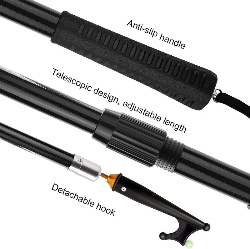 KOMCLUB Telescoping Boat Hooks for Docking Aluminum Push Poles Lightweight Floating Luminous Bead Design Non-Slip Rubber Handle Durable Boating Accessories Multi-Color Rust-Resistant Boat Gaff 3.93FT