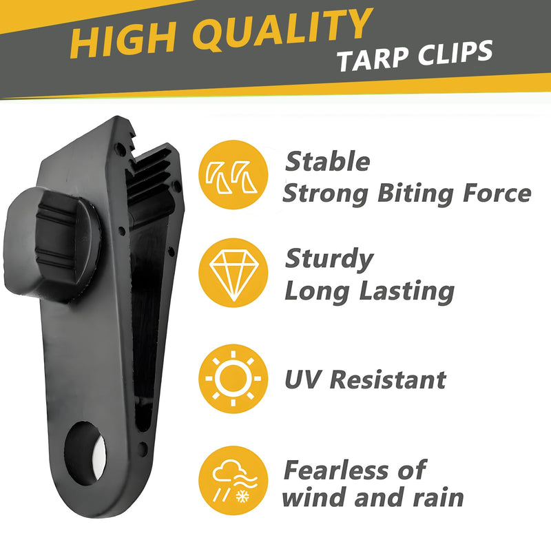 Tarp Clips Heavy Duty Lock Grip, 20 Pack Tarp Clamps Bungee Cord Clip, Fit for Tent Awnings Caravan Canopies Car Cover Swimming Pool Cover Fasteners Clips