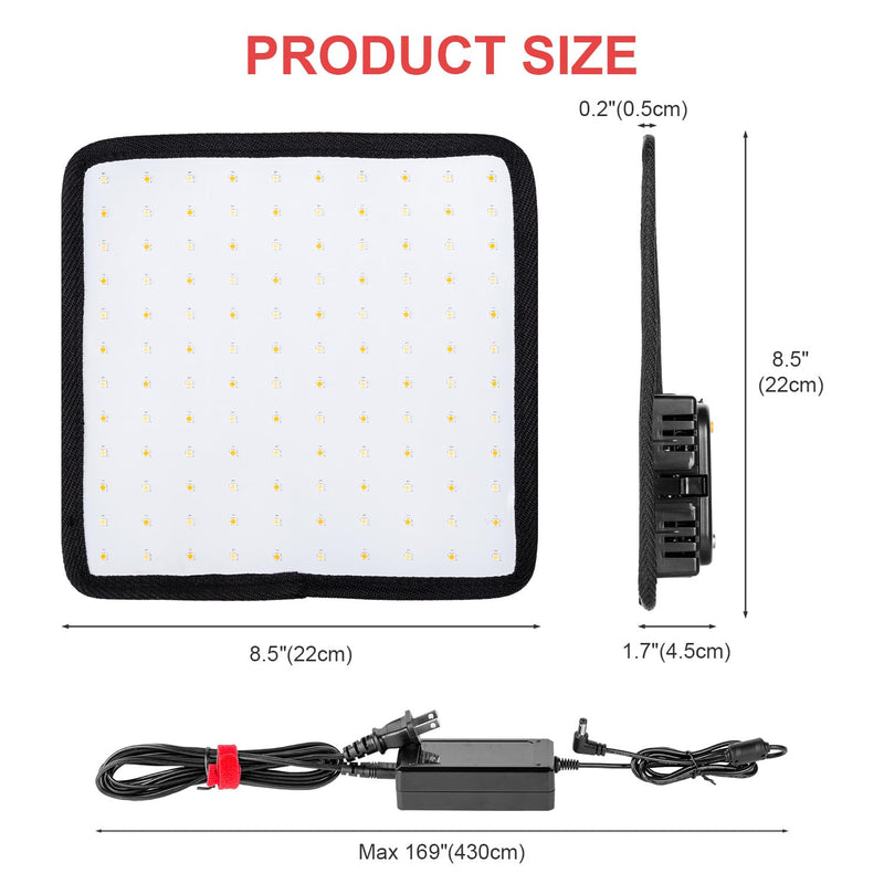 Fomito Falconeyes RX-8TDs Foldable Flexible LED Light Panel Kit 2500K-6500K CRI95 On-Camera Lamp Daylight Splash-Proof for Video Studio Photography Lighting