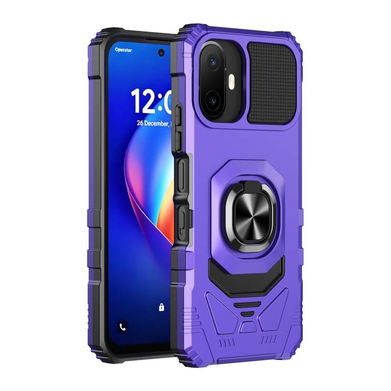Case for TCL K70/TCL 70 XE with Screen Protector & Magnetic Ring Stand | TCL K70 Phone Case/TCL 70 XE Phone Case Dual Layer Silicone Shockproof Heavy Duty Military Grade Protection Black k70/70xe Purple