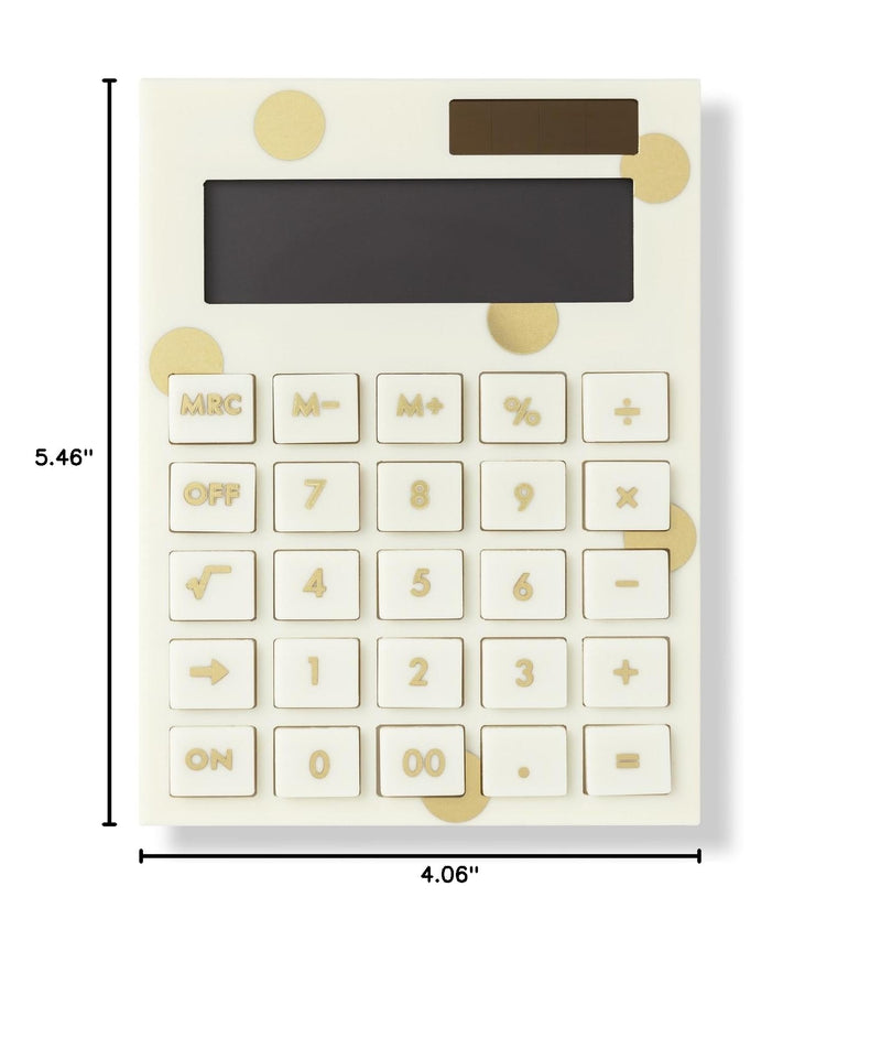 Kate Spade New York Standard Function Desktop Calculator, Acrylic Solar Powered Calculator, Gold Dot
