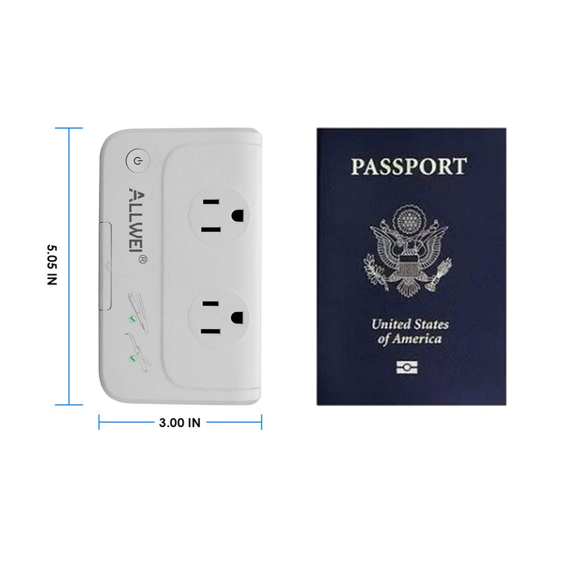 ALLWEI International Travel Adapter 220V to 110V Power Voltage Converter for Hair Straightener/Curling Iron, Universal Power Plug Adapter UK, US, AU, EU, IT, India (White) white