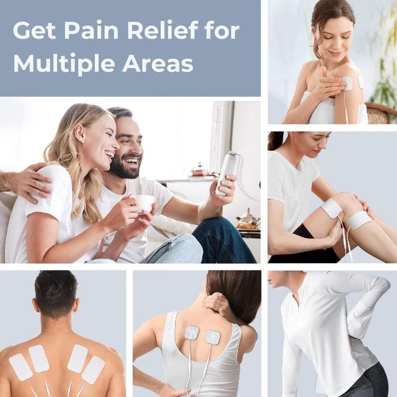 AUVON 4 Outputs TENS Unit Muscle Stimulator with 24 Modes & Intuitive Operation Design, FSA & HSA Eligible, TENS Machine with 10 TENS Pads, Electronic Pulse Massager for Back Pain Relief Therapy White