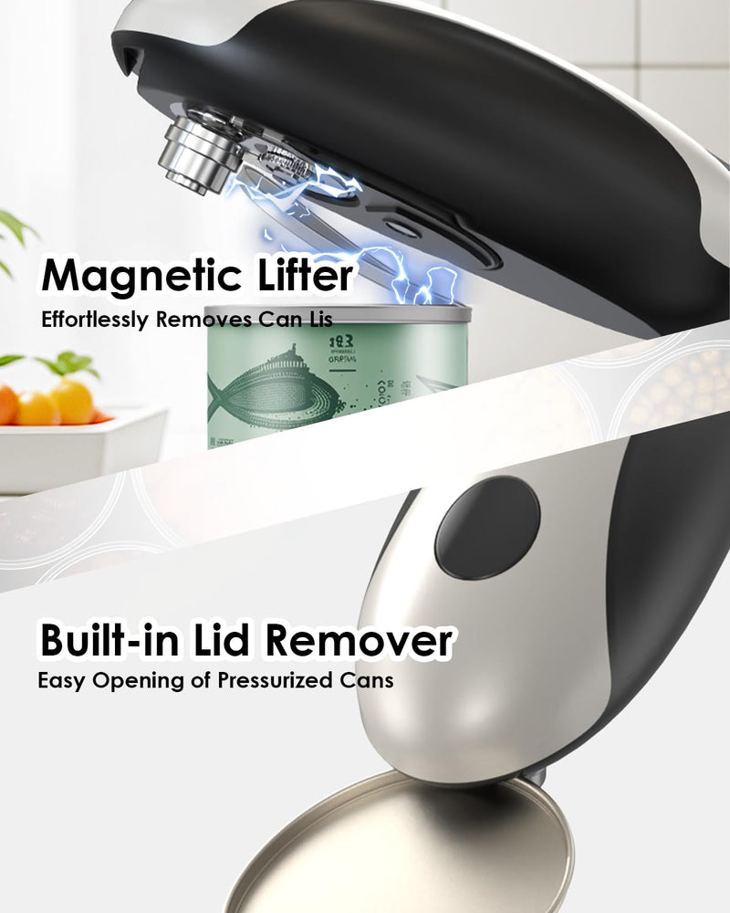 Rechargeable Electric Can Opener - One Touch Automatic, Hands Free Operation Easy Grip for Seniors & Arthritis, Works with All Cans - Cordless, No Sharp Edges Rechargeable