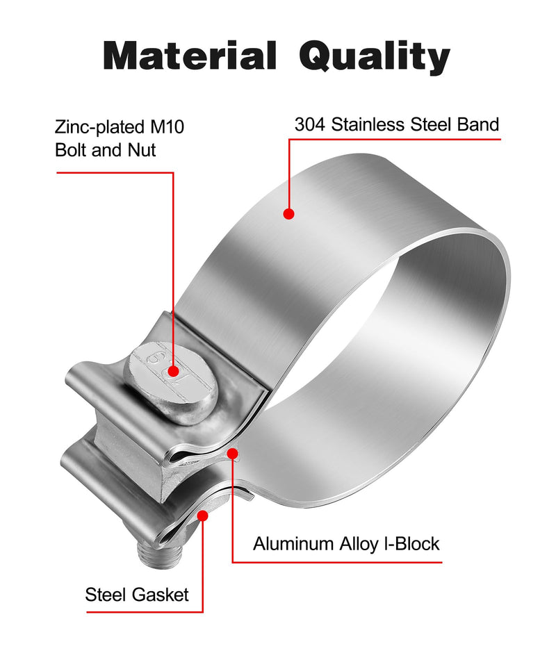 EVIL ENERGY 3.0 Inch Exhaust Clamp,Narrow Band Muffler Clamp Stainless Steel for Pipes,Mufflers,Catalytic Converters 2PCS 2