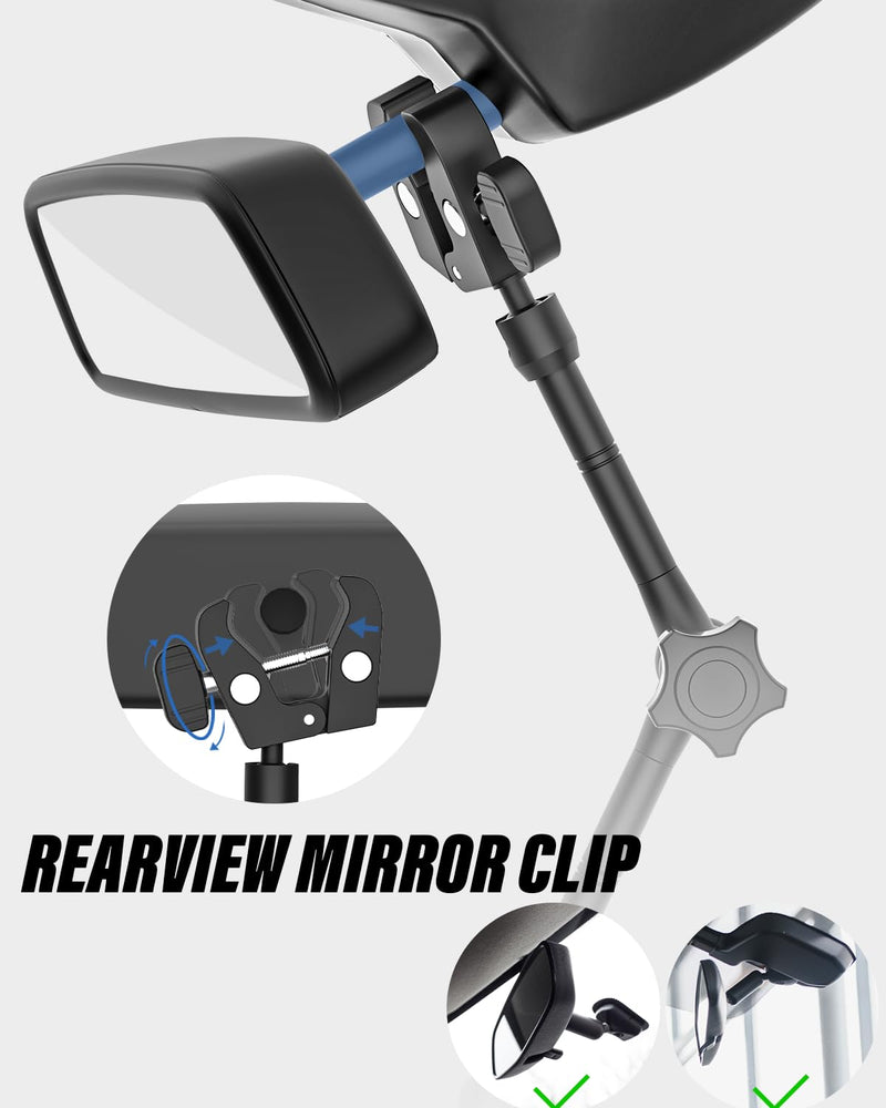 Z Fold Car Mount - [Foldable Phone Friendly] Rearview Mirror Tablet Holder for Car Truck, Rear View Mirror Phone Mount with 360° Metal Arm for Samasung Galaxy Fold 7 6 5 4 3, Tab, Google, iPad, iPhone