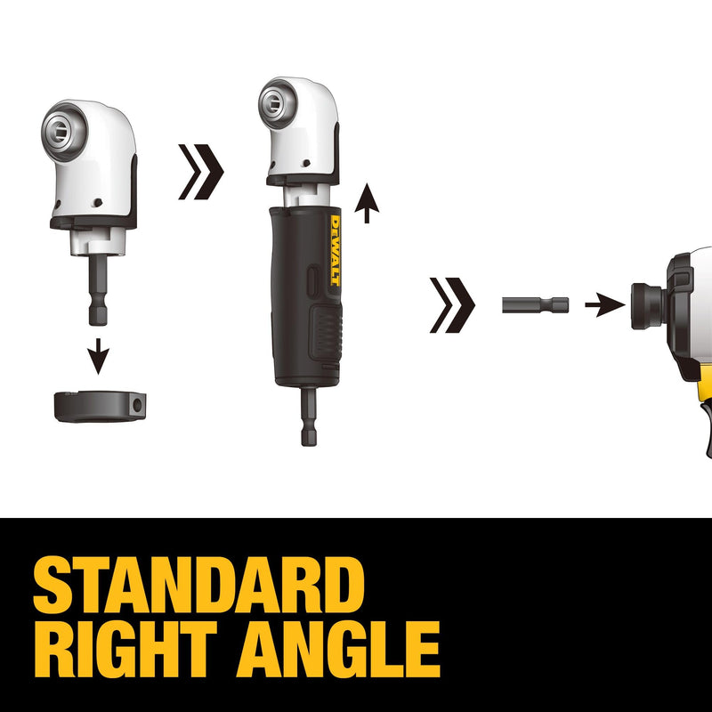 DEWALT Right Angle Drill Attachment, 12 in 90 Degree Drill Adapter, Compact 4-in-1 Modular FLEXTORQ Impact Ready Straight Flexible Shaft (DWAMRASETFT) 12-Inch