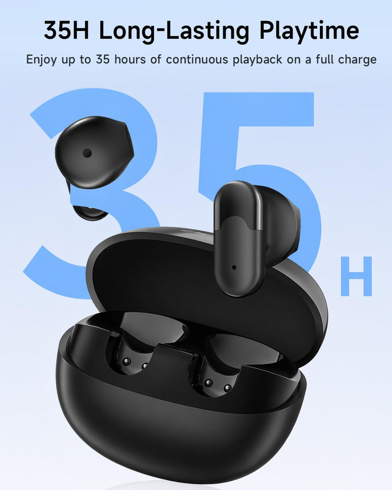 Acer Wireless Earbuds, 0.12oz Ultra-Light Ear Buds，Bluetooth 6.0 Headphones | 13mm Driver for Powerful Bass, 35H Playtime, Clear Calls Mic, Water & Dust Resistance, Office, Commute & Daily Use, Black