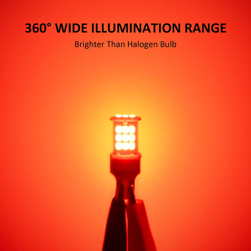 912 921 LED Bulb, Strobe Flashing 3rd Third Brake Center High Mount Stop Light, 300% Brighter Non-Polarity T15 906 904 902 W16W Brilliant Red