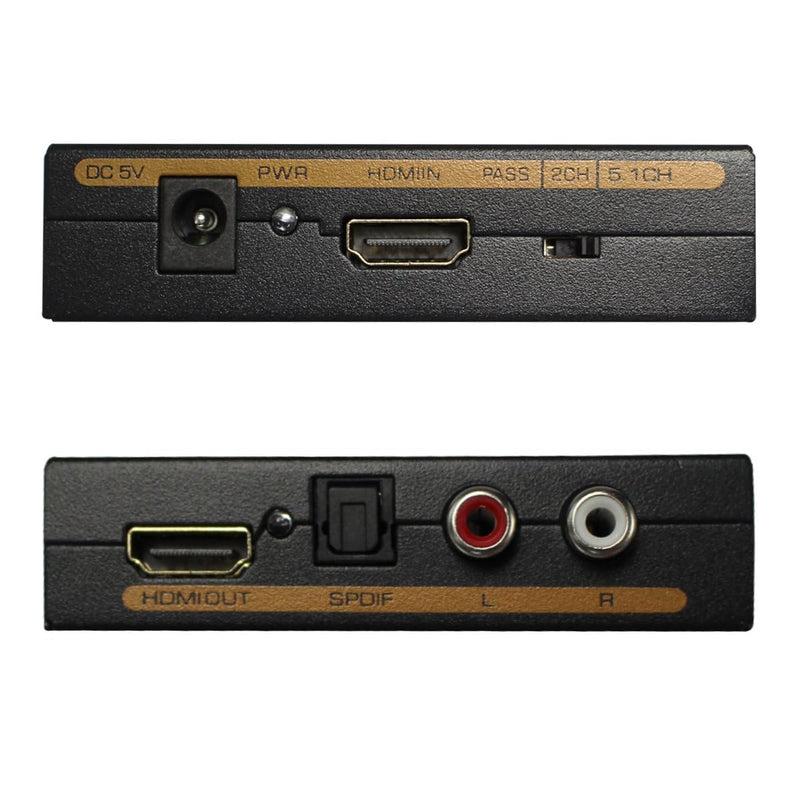 1080P Audio Extractor HDMI to HDMI + Optical TOSLINK SPDIF + Analog RCA L/R +3.5mm Jack Stereo Audio Video Splitter Converter with Power ON/Off Switch Support Full HD1080p 3D