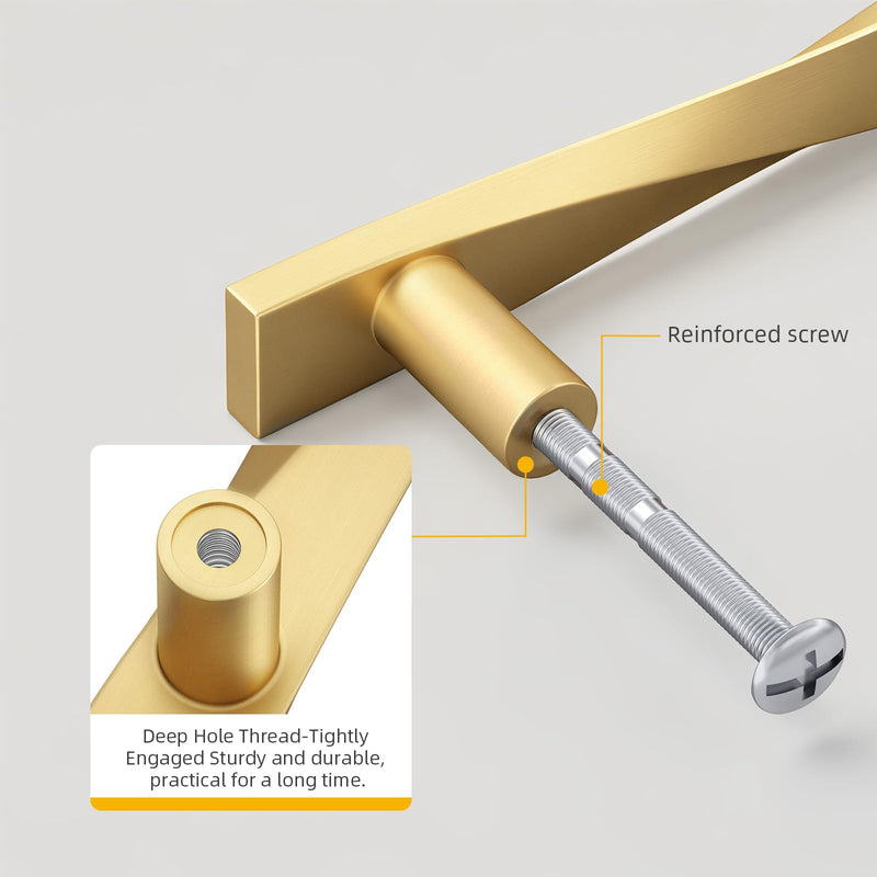 Goldenwarm 5 Pack Gold Cabinet Handles Gold Drawer Pulls Kitchen Drawer Pulls Solid Zinc Alloy Cabinet Handles Kitchen Door Hardware for Bedroom Cupboard Dresser, 3Inch Hole Center 3'' Hole Center Brushed Gold