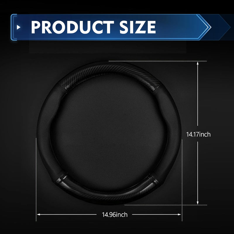 1 Pack Car Steering Wheel Cover Carbon Fiber, Leather Non-Slip Protector, Breathable All Season Universal Fit for Most Cars, Trucks, SUVs (Circular) 1 PC Circular