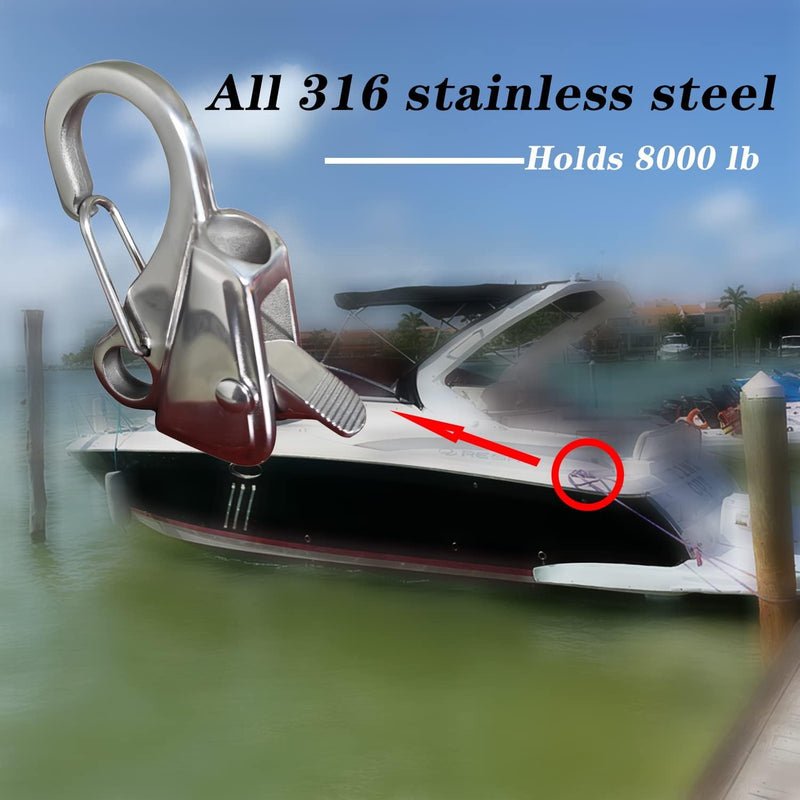 Hook 316 Stainless Steel, Knotless Anchor System with Quick Release Rope(Rope Not Included), Adjustable Cam Cleat Rope Lock,Holds 8000 lb.