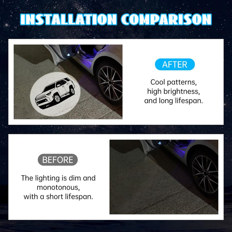 4 Pack LED Car Door Projector Courtesy Lights Ghost Shadow Welcome Lamp Accessories Compatible with Toyota 4Runner 2010-2022 2023 2024 2025 accessories 4run-ner