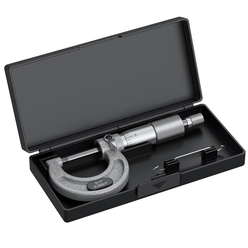 HDLNKAK Outside Micrometer 0-1", Machinist Micrometer, 0.0001" Graduation Micrometer Set, Alloy Precision Micrometer, Machinist Tool, Micrometer Standard with Case - Grey Outside Micrometer 0-1"