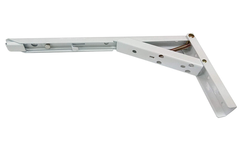QCAA Folding Bracket, 12 inch, Steel, Powder Coated, White, 2 Pack, Made in Taiwan White-12"