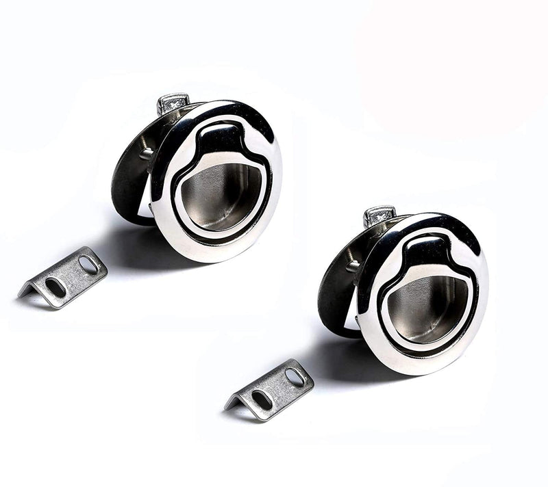 2Pcs Durable Flush Boat Hatch Stainless Steel Flush Pull Latch Lift Ring Handle Marine Locker