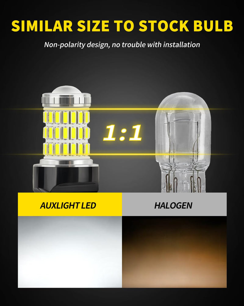 AUXLIGHT 7440 7441 7443 7444 T20 992 W21W LED Bulbs Xenon White, Ultra Bright 60-SMD LED Replacement for Back Up/Reverse Lights, Brake/Tail Lights, Turn Signal/Parking or Running Lights (Pack of 2)
