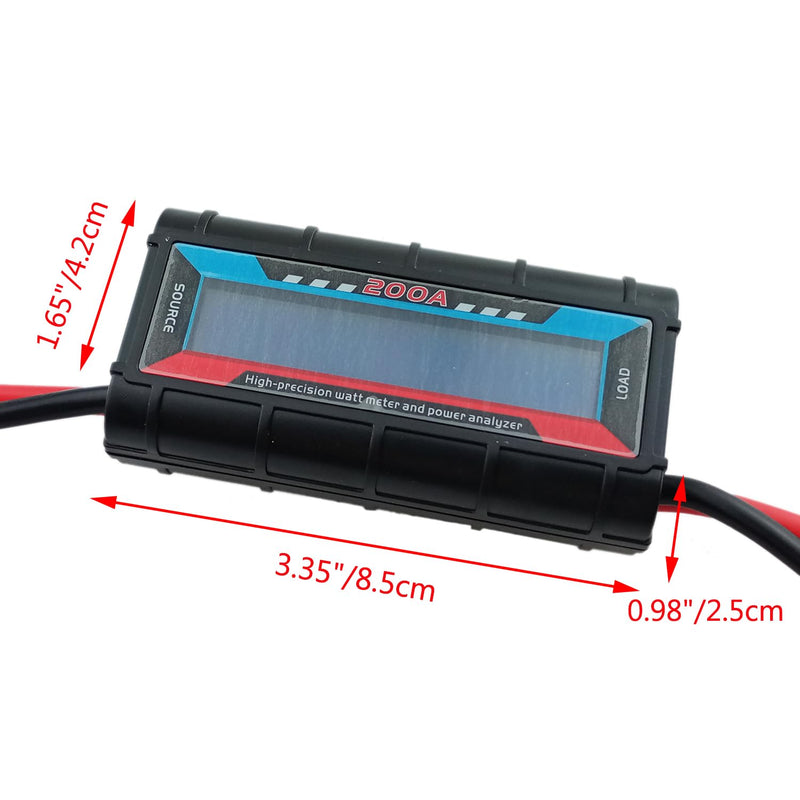 200A High Precision RC Watt Meter Power Analyzer Voltage Amp Meter, Wattmeter Tester Amp Meter Monitor with Real-time Reading Backlight Digital LCD Screen for Battery, Solar, Wind Power 200A