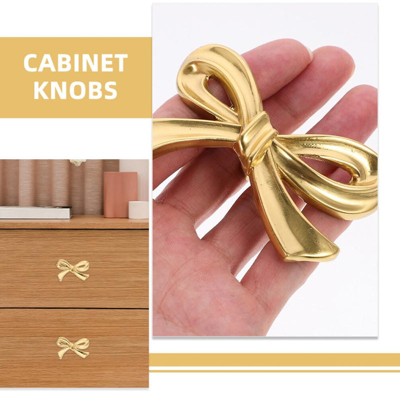 DOITOOL Brass Bow Shape Cabinets Knobs Gold Drawer Pulls Decorative Bow Knobs Cupboard Pull Handles for Home Kitchen Cabinet Hardware Cupboard Dresser Wardrobe and Drawer Pulls - 6 Pack