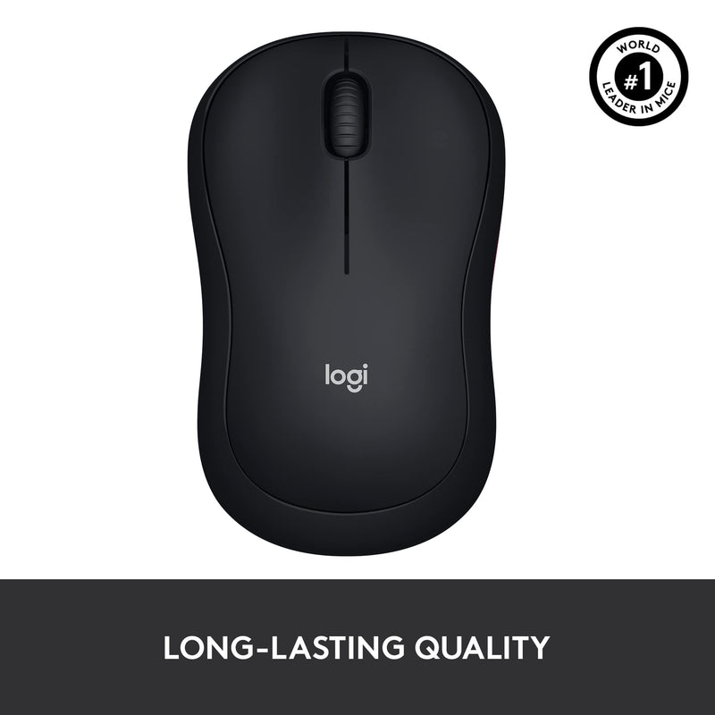 Logitech M185 Wireless Mouse, 2.4GHz with USB Mini Receiver, 12-Month Battery Life, 1000 DPI Optical Tracking, Ambidextrous, Compatible with PC, Mac, Laptop - Black USB Receiver