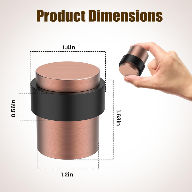 10 Pack Antique Copper Door Stoppers for Floor Mounting， Door Stopper Heavy Duty，304 Stainless Steel Cylindrical Made with Rubber Bumper，Floor Mount Door Holder Keep Door Open 10 Pieces