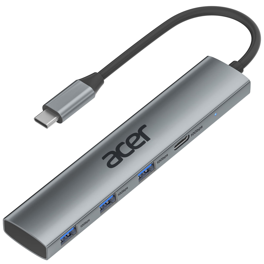 Acer USB C Hub 10Gbps, USB-C 3.2 Extender, 4-Port USB C Adapter with 3 USB A & USB C Ports, High Speed USB C Multiport Splitter for MacBook Air/Pro, iPhone 15, iPad Pro, Surface Pro and More - Grey 3 x USB A+ 1 x USB C