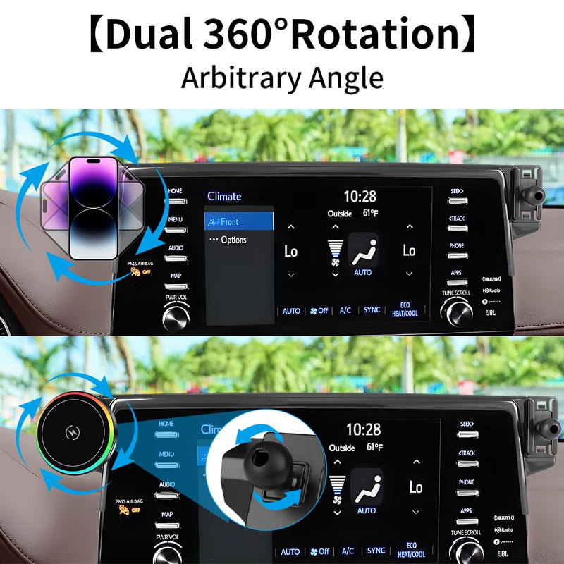 Car Magnetic Phone Mount for Toyota Sienna 2021 2022 2023 2024 Auto Interior Accessories Best Cellphone Holder Fast 15W Wireless Charger Cell Phones Charging Screen Stand Dashboard Accessory