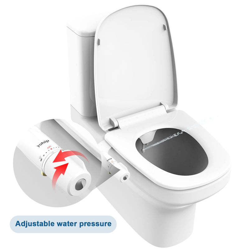 Ultra-Slim Bidet Attachment for Toilet - Dual Nozzle (Feminine & Posterior Wash) | Lead-Free Stainless Steel Valve | Non-Electric Adjustable Water Pressure | 2.48" Slim Fit Standard Toilets