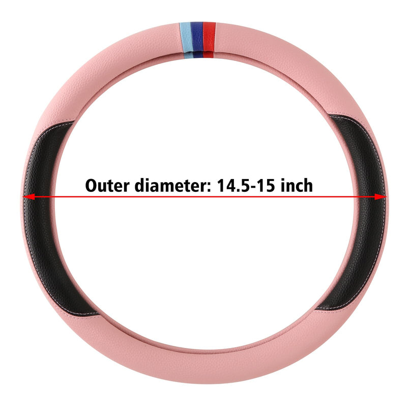 Cxtiy Steering Wheel Cover for BMW X1 X2 X3 X4 X5 X6 330i 530i 740i iX1 iX3 i4 i5 M3 M5 (Pink, Standardized(14.5'-15')) Pink Standardized(14.5'-15')