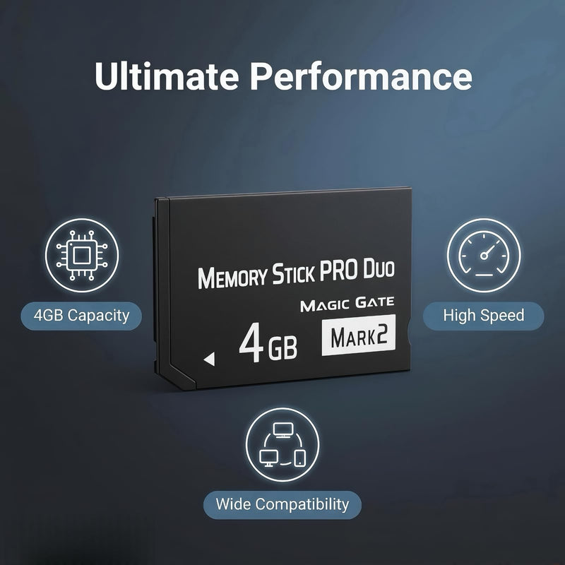 Premium 4GB Memory Stick Pro Duo MARK2 – Universal Compatibility for PSP1000/2000/3000, Cyber-Shot DSC, DSLR & Handycam