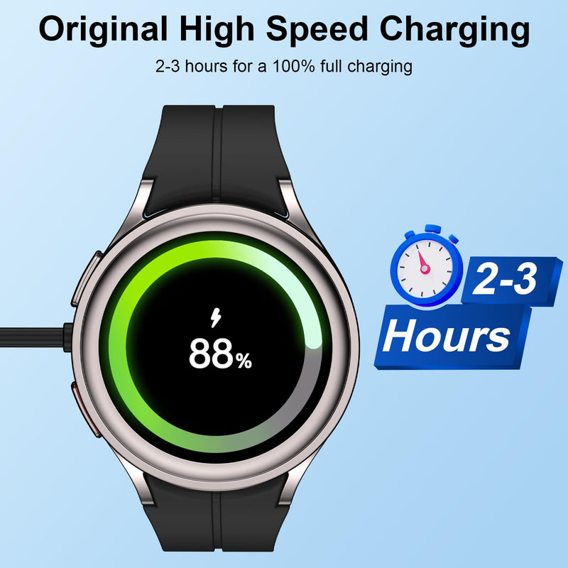 Samsung Watch Charger for Samsung Galaxy Watch 9/8/8 Classic/7/6/Ultra/FE | 5 Pro/4/3/Active 2 Fast Charging 3.5W USB C Magnetic Wireless Watch Charging Station and Phone Charger Cable 3FT Black 2 Pack