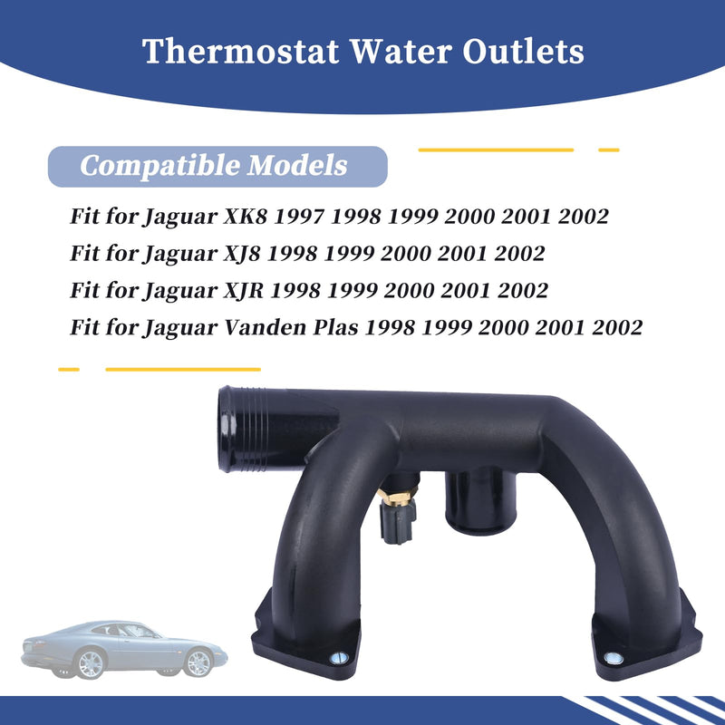 Engine Coolant Outlet Pipe With Sensor 96JV8A504BD Compatible with Jaguar XK8 XJ8 XJR Vanden Plas 1997-2002 Replace AJ85885 LNA1600AA Thermostat Cover Outlet Pipe w/Sensor