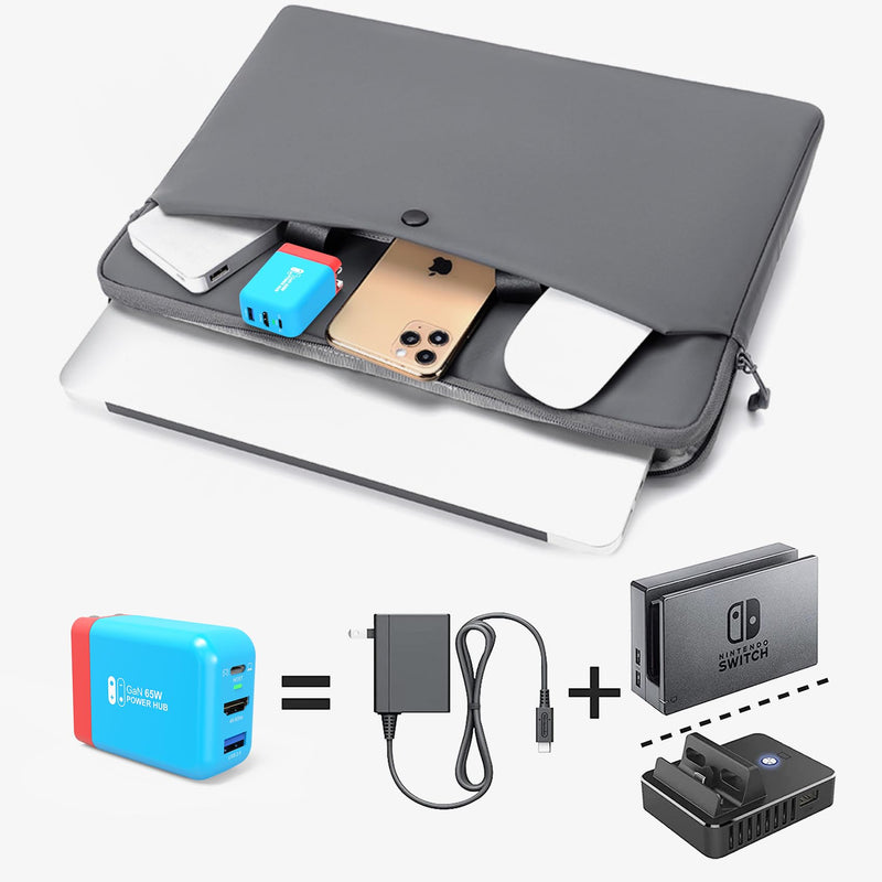 Mirabox 65W Portable Switch Dock Charger for Nintendo Switch, Compatible with OLED/Steam Deck/ROG Ally/Samsung Dex/iPad/MacBook, 4K 60Hz USB C TV Docking Station, with Charging and HDMI Output Blue