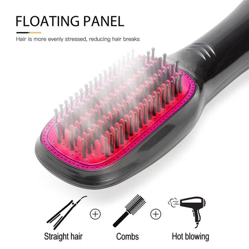 Hair Dryer Brush Straightener Brush 3 in 1 Hot Air Stylers 1200W Powerful Hair Comb Blow Dryer Brush 3-Speed Temperature Adjustment(Ash Pink,British Standard) British standard Ash Pink