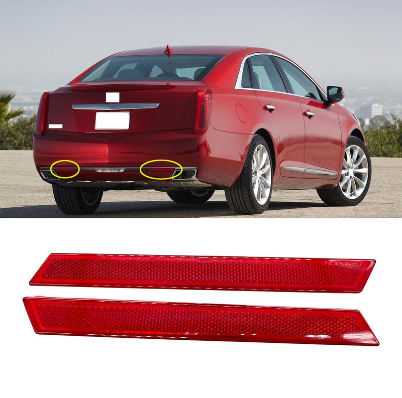  [AUSTRALIA] - Pair Rear Bumper Reflector For Cadillac XTS 2013-2017 Red Lens Bumper Lower Lights Trim 2014 2015 2016