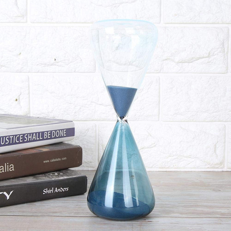 Mumusuki Hourglass Clock Blue Sand Timer, Innovative Cone Shape Unique Sand Clock Timer Glass Birthday Gift Office Kitchen Decor Table Ornament(M) M
