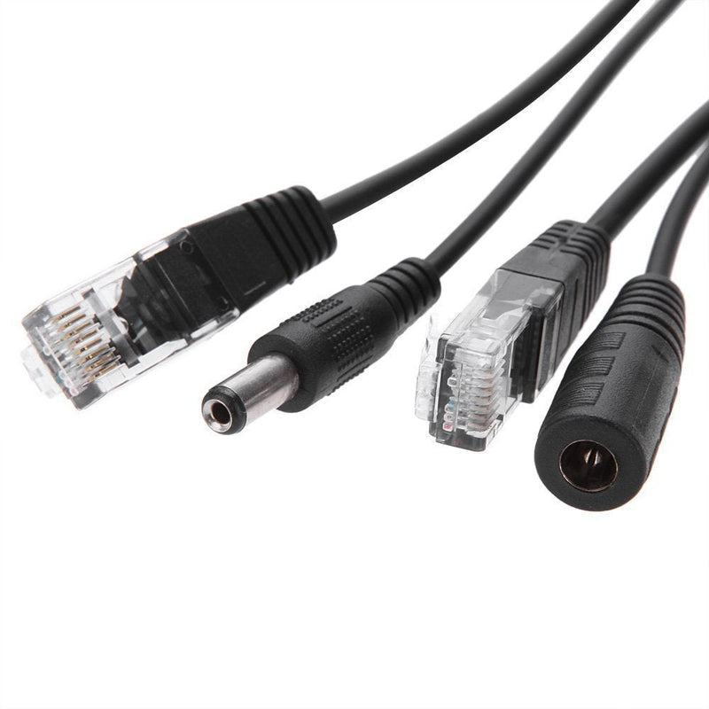 2Kits 4PCS Passive PoE Injector and Splitter Kit with 5.5x2.1 mm DC Power Adaptor Connector,Black