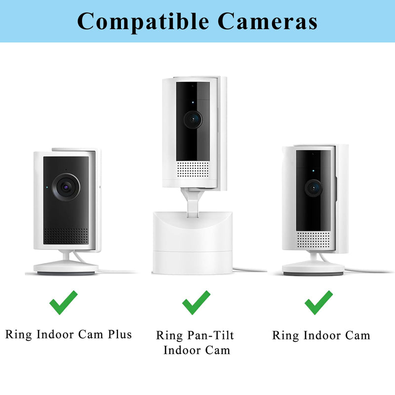 2 Pack Clip Mount Compatible with Ring Indoor Cam Plus/Pan-Tilt Indoor Cam | No Drill Adjustable Flexible Clamp Stand Bracket, 1/4" Threaded Holder for Desk, Crib, Nursery, Shelf, Pillar, White