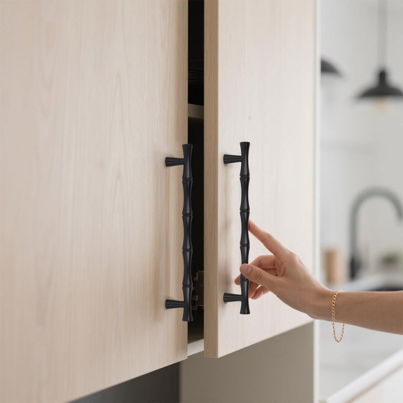 Matte Black Cabinet Pulls 5 Inch(128mm) Hole Center,Zinc Alloy Solid Dresser Cabinet Handles Luxury Drawer Pull Hardware for Bedroom, Kitchen 6 Pack ZJ01 Matte Black 5 In Hole Centers