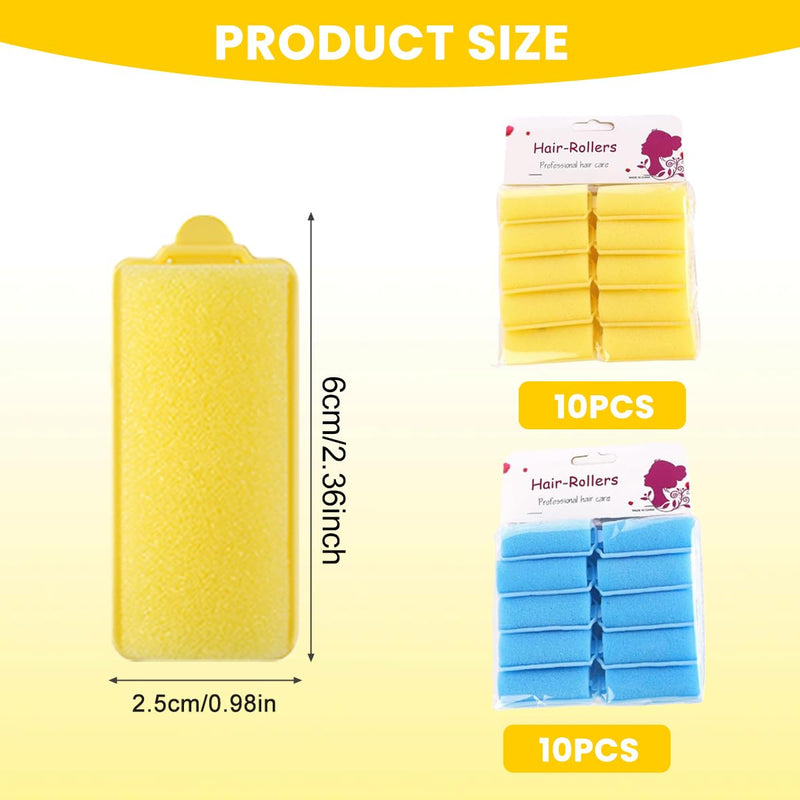 20 Pcs 2.5cm/1inch Foam Sponge Hair Rollers Soft Foam Hair Styling Curlers Small Flexible Sleeping Curlers Not Hurt Hairdressing Curler Perm Rods Wave Curler Hair Styling Tools for Women Girls