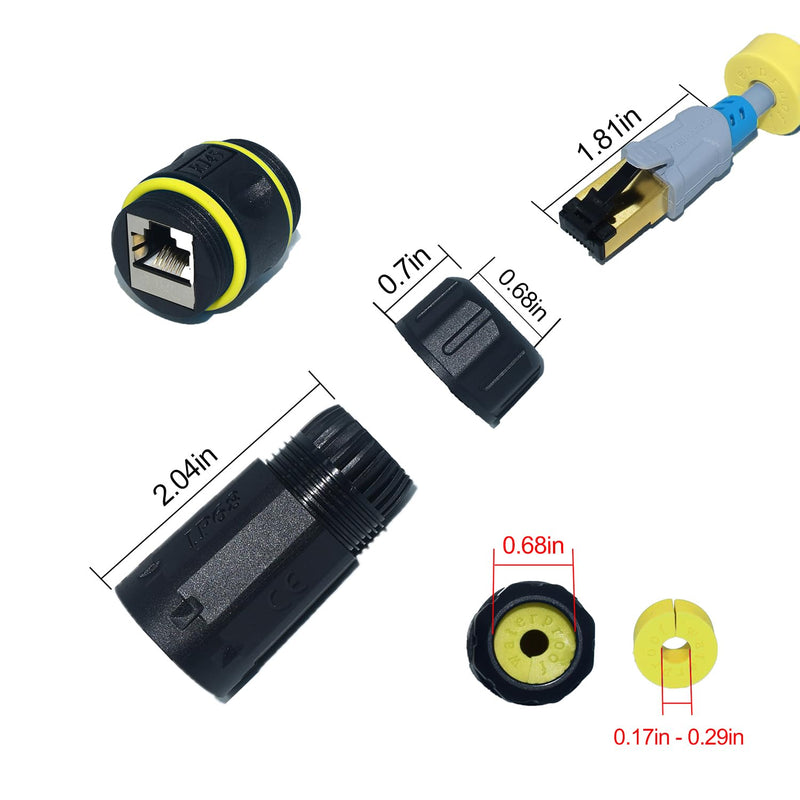 ZUZONG IP68 Waterproof Cat7 RJ45 Coupler, 10GB Shielded Pure Copper Ethernet Connector for Starlink/Cat5/Cat6/Cat6A/Cat7/Cat8 Cable (2 PCS Female) 2