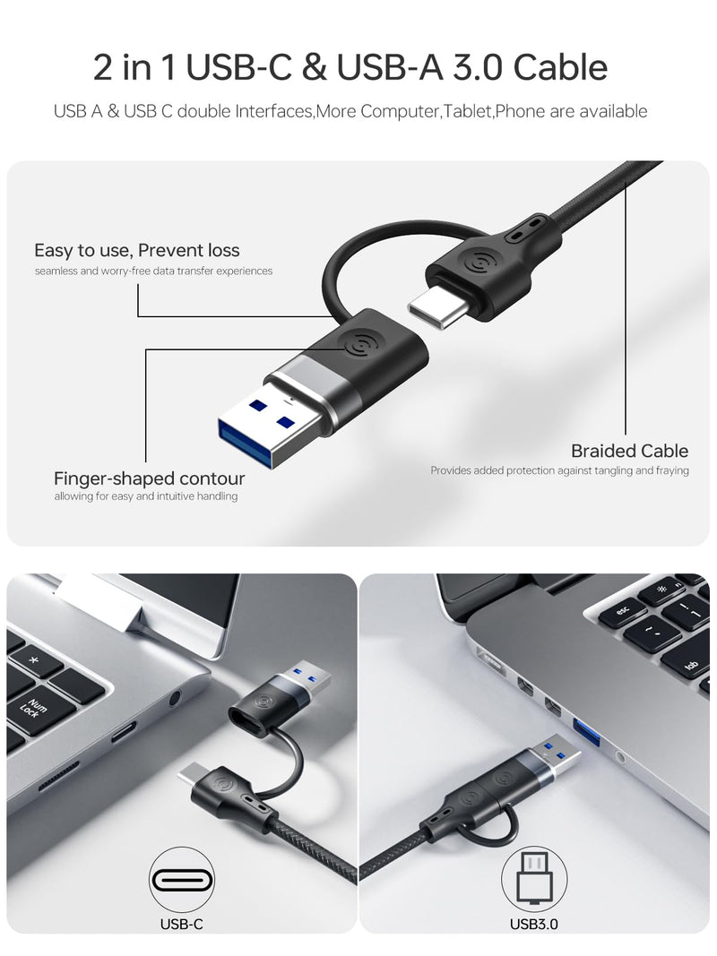 USB 3.0 Switch for USB A & C Devices - Aluminum Alloy USB Switch, Independent Port Control for Mouse, Keyboard, Printer - USB Switcher 2 Computers