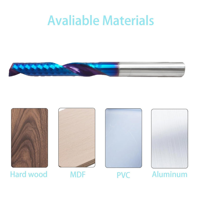 O Single Flute Upcut Spiral End Mill CNC Router Bit with NACO Coating for Acrylic Plastic Cutting with Mirror Finish (1, 1/4Dx 1-1/2 CH x 1/4 SHK x3L) UT06