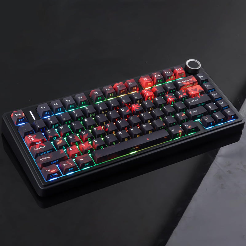 JOMKIZ Maple Leaf PBT Shine Through Keycaps 133 Key for Mechanical Keyboard | Cherry Profile, Side Print Characters, Dye Sublimation, Compatible with 60% 65% 75% 100% Keyboards, Backlight Compatible