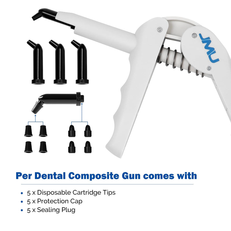 JMU 10 Pack Dental Composite Gun Dispenser Applicator Autoclavable, Comes with 50 Unidose Copsules Cartridge Tips, Plastic Caps