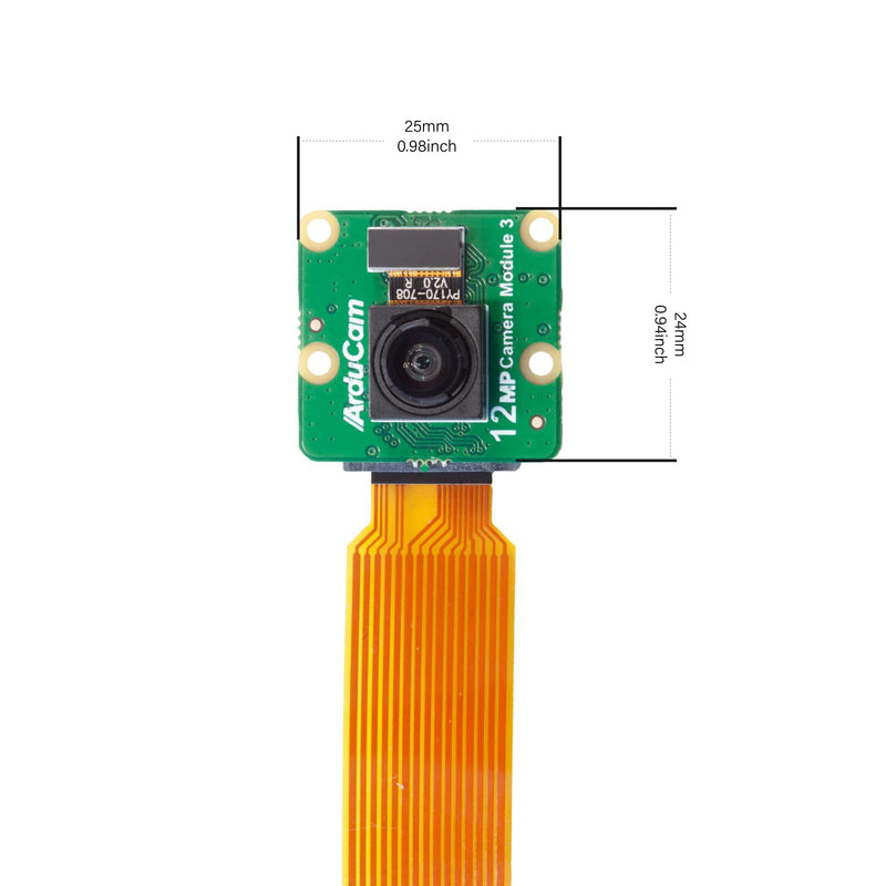 Arducam for Raspberry Pi Camera Module 3, 12MP IMX708 102°(H) Wide Angle Fixed Focus HDR Camera for Raspberry Pi 5, 4/4B, 3/2/Zero W