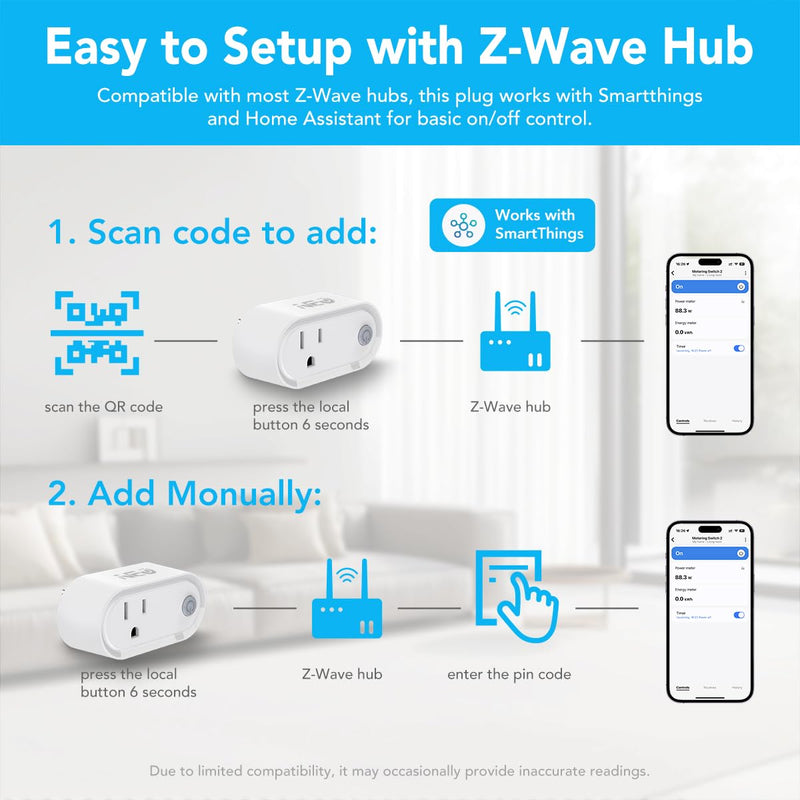 NEO Z-Wave Plus Smart Mini Plug 3-Pack, Compact Z-Wave Outlet for Home Automation, Compatible with SmartThings, Basic On/Off Function, 500 S2, Energy Efficient Remote Control