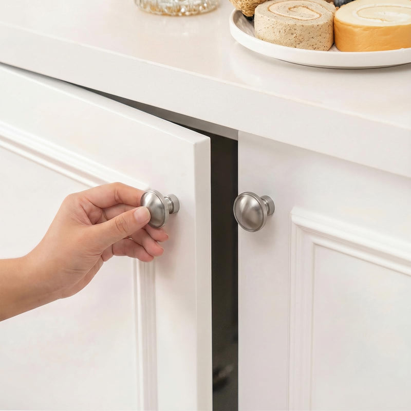Goldenwarm 10 Pack Drawer Knobs 1-1/4 Inch Brushed Satin Nickel Kitchen Cabinet Knobs - Solid Round Dresser Drawer Knobs - Modern Cabinet Hardware for Bathroom Vanity Cabinets and Dressers Drawers Knob(1-1/4 In)